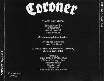 Coroner - Death Cult (Demo) [2009 Edition] 1986