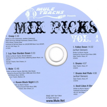 Gov't Mule - Mix Picks Vol.1 (The Gov't Mule's Bonus CD that came with Mighty High preorder) 2007