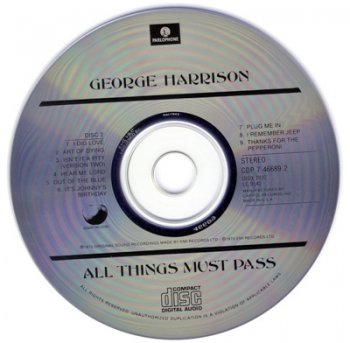 George Harrison - All Things Must Pass (Capitol Records, Parlophone -  1st issue  CDP 7 46688 2)