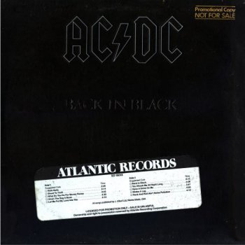 AC/DC - Back In Black (Atlantic US Promo LP VinylRip 24/192) 1980