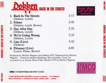 Dokken - Back In The Streets (Japanese Edition) (1989)