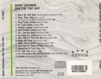 Benny Goodman - Don't Be That Way (released by Boris1)