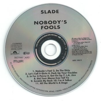 Slade - “Nobody's Fools” - 1976 (Polydor 849183-2)