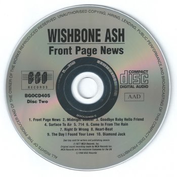Wishbone Ash - "New England" + "Front Page News" 1976/77 (BGOCD 405)