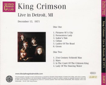 King Crimson - Live In Detroit, MI, November 1971 (Bootleg/D.G.M. Collector's Club 2001)
