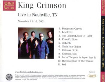King Crimson - Live In Nashville, November 9 & 10, 2001 (Bootleg/D.G.M. Collector's Club 2002)