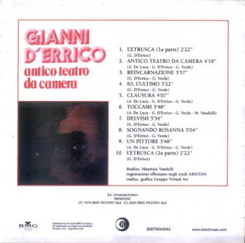 Gianni D'Errico - Antico Teatro Da Camera (1976) [Reissue 2003]
