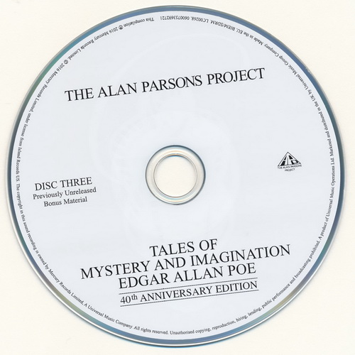 Alan Parsons Project: 1976 Tales Of Mystery And Imagination Edgar Allan Poe / 3CD + BD + 2 LP Box Set Mercury Records 2016