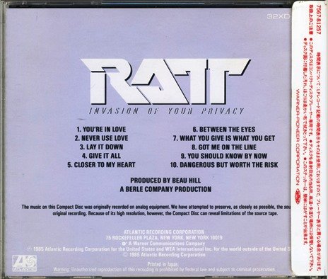 Ratt - Invasion Of Your Privacy (1985) [Japan Press]