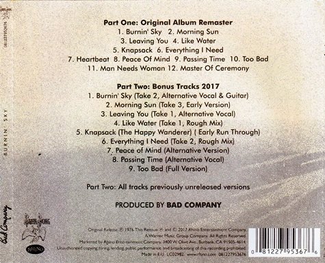 Bad Company - Burnin' Sky (1977) [Reissue 2017] 