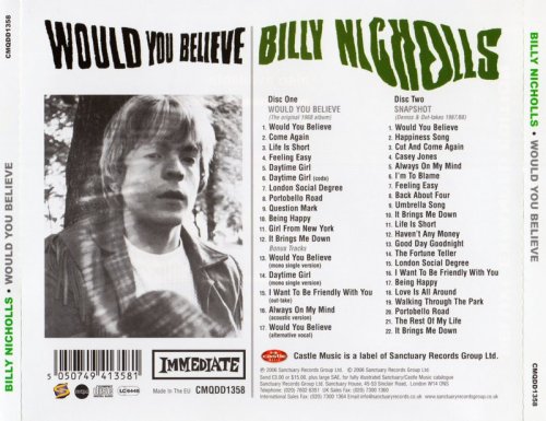 Billy Nicholls - Would You Believe (1968) (Deluxe Edition,2006) 2CD