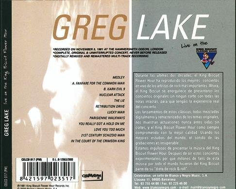 Greg Lake - Live On The King Biscuit Flower Hour (1981) [Reissue 1995/2000]