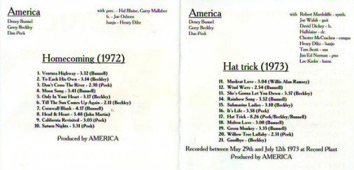 America - Homecoming / Hat Trick (1972/1973) [Unofficial Release 1997]