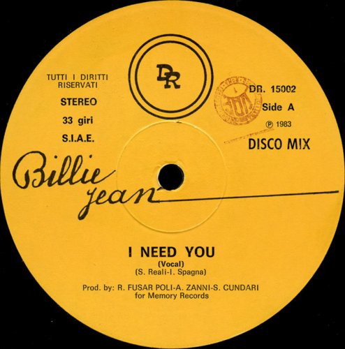 Billie Jean - I Need You (Vinyl, 12'') 1983