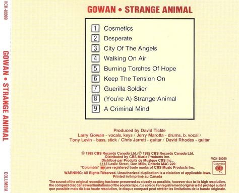 Gowan - Strange Animal (1985)