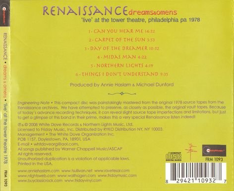 Renaissance - Dreams & Omens: 'Live' At The Tower Theatre, Philadelphia (2008)